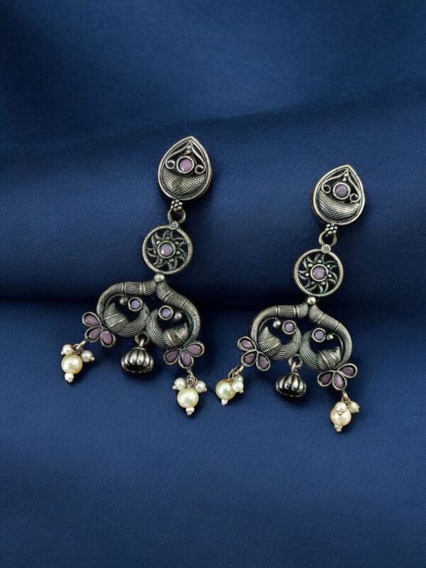 Long Stud Earrings with Small Jhumki