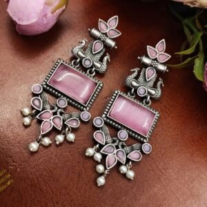 Stone Studded with Peacock Motif Earrings