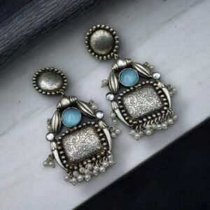 Long Stud Earrings with Stones