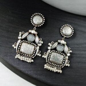 Long Stud Earrings with Stones