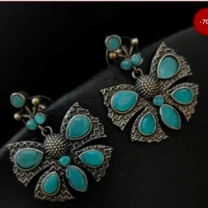 Butterfly with Stones Stud Metal Earrings