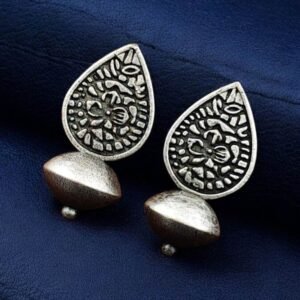 Diya Shape Metal Stud Earrings