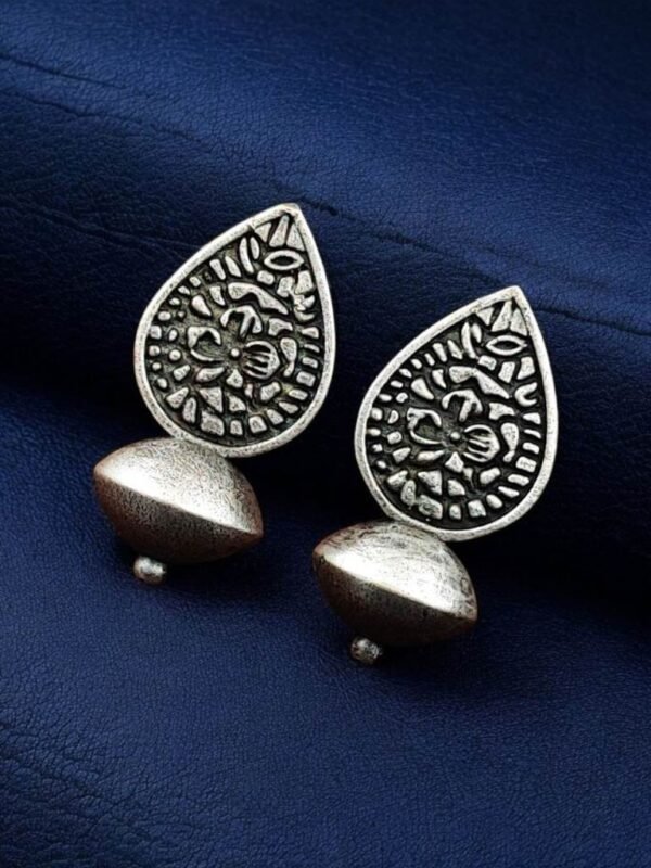 Diya Shape Metal Stud Earrings