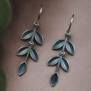 Triple Leaf Shape Long Metal Earrings
