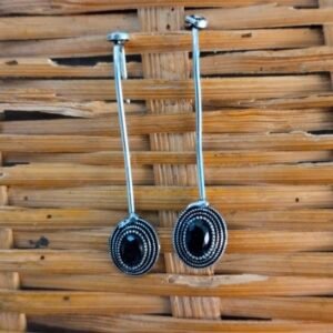 Long Spikes with Stone Thin Earrings