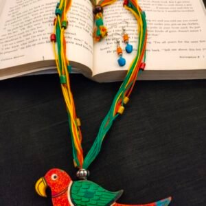 Wooden Painted Parrot Necklace Set