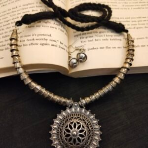 German Silver Oxidised Necklace Set