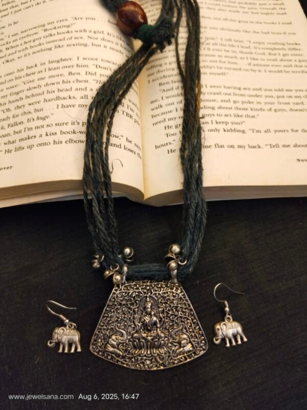 German Silver Oxidised Necklace Set - Image 2
