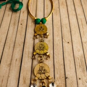 Antique Gold Oxidised Necklace Set with Kundan Beads