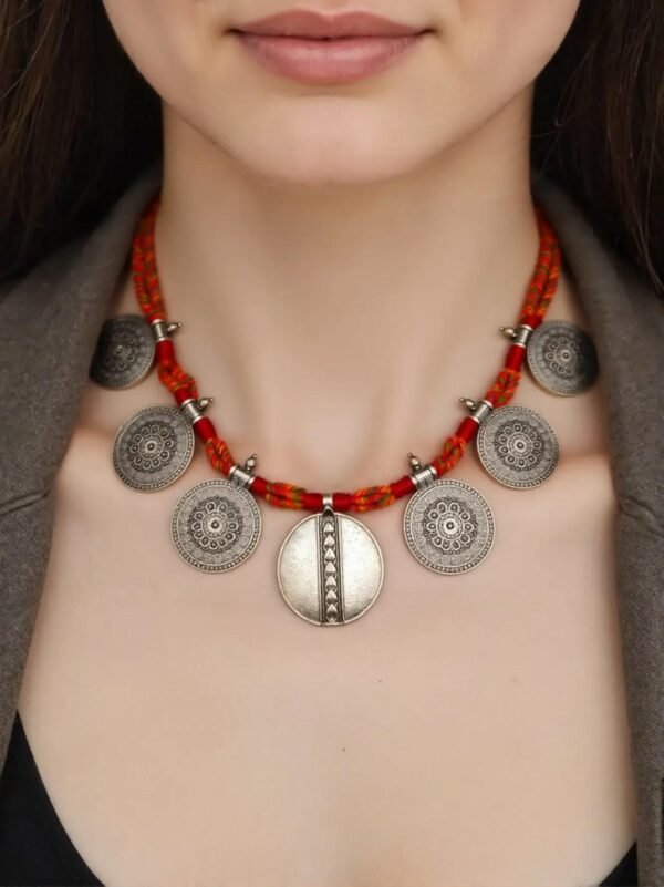 German Silver Oxidised Choker Necklace - Image 3