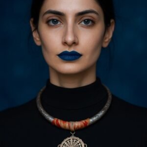 German Silver Oxidised Hasli Necklace with Pendant