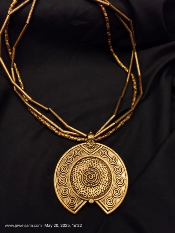 Antique Gold Oxidised Pendant Necklace