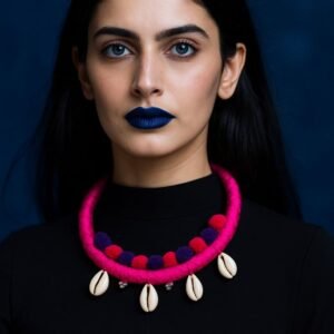 German Silver Oxidised Hasli with Kowree Necklace