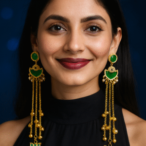 Kashmiri Earrings Long with Ghungroos