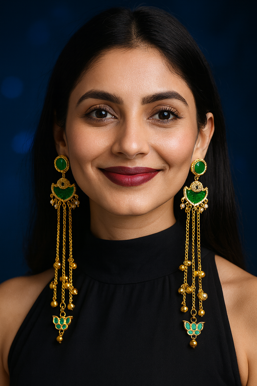 Kashmiri Earrings Long with Ghungroos