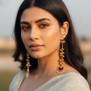 Kashmiri Earrings Long with Ghungroos