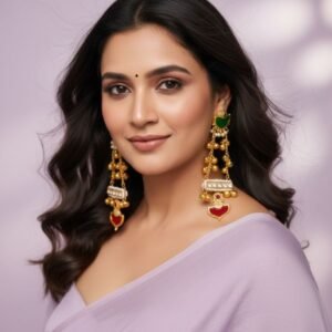 Kashmiri Earrings Long with Ghungroos