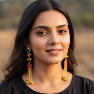 Kashmiri Earrings Long with Ghungroos