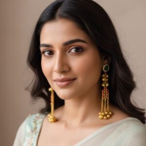 Kashmiri Earrings Long with Ghungroos