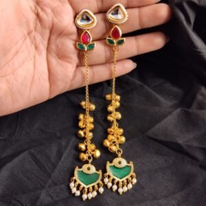 Kashmiri Earrings Long with Ghungroos